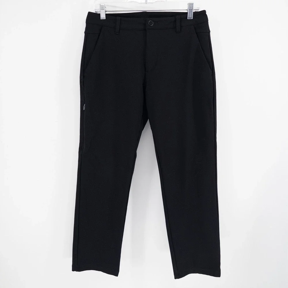 BYLT Mens 33x28‎ Everyday Pant 2.0 Straight Fit Chino Black Stretch Trousers
